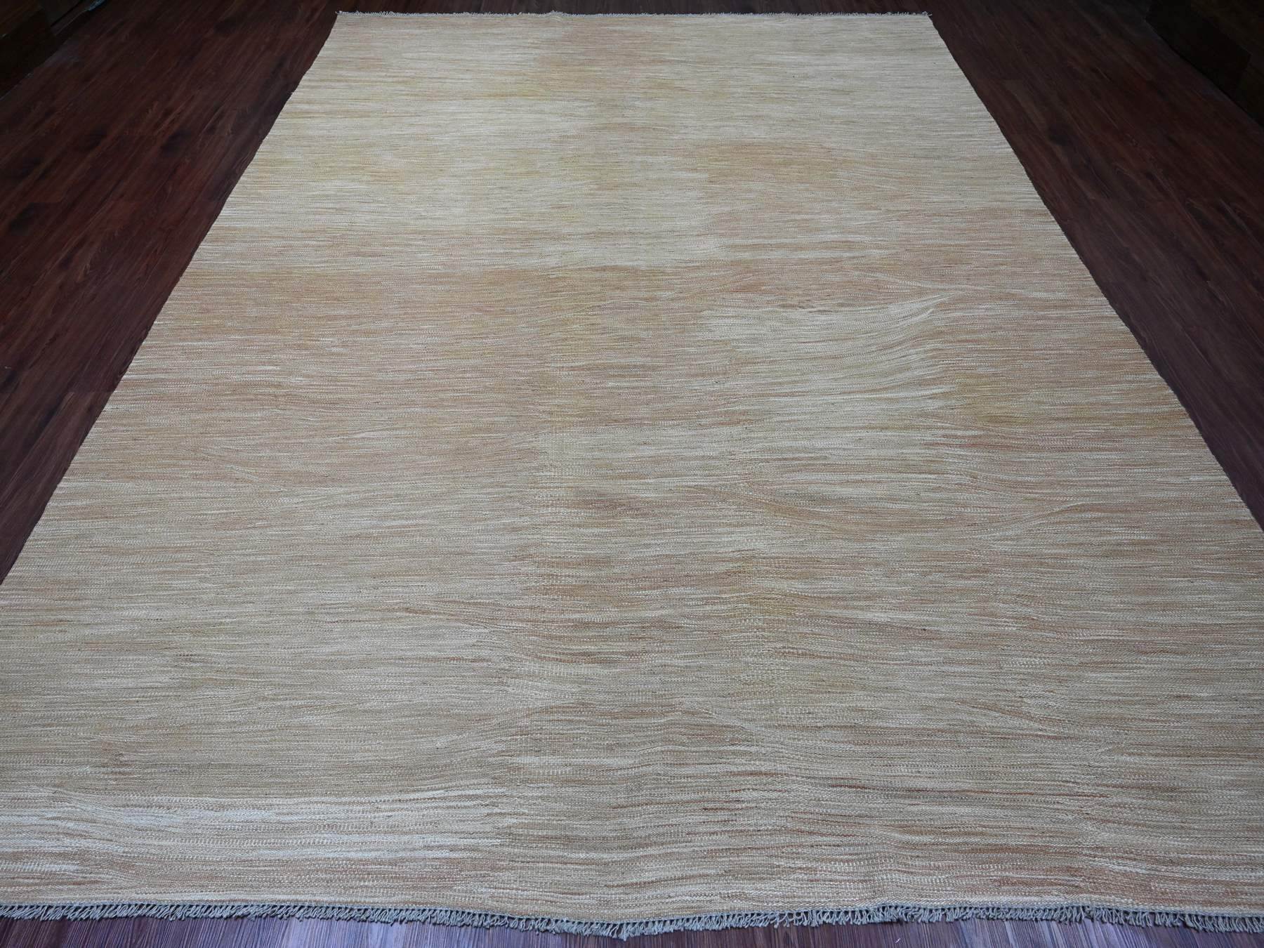 Kilim Flat-Weave hand-knotted wool rug in Brown, 9'1" x 12'2" — SKU O020952 (view 2)
