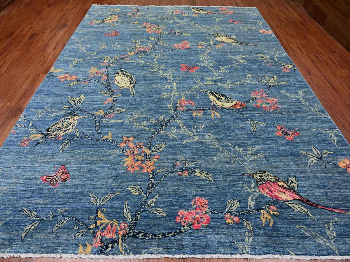 Peshawar Modern / Contemporary hand-knotted wool rug in Blue, 9'2" x 11'10", SKU O020953 (view 2)