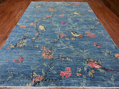 Peshawar Modern / Contemporary hand-knotted wool rug in Blue, 9'2" x 11'10", SKU O020953 (view 2)