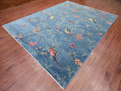 Peshawar Modern / Contemporary hand-knotted wool rug in Blue, 9'2" x 11'10", SKU O020953 (view 3)