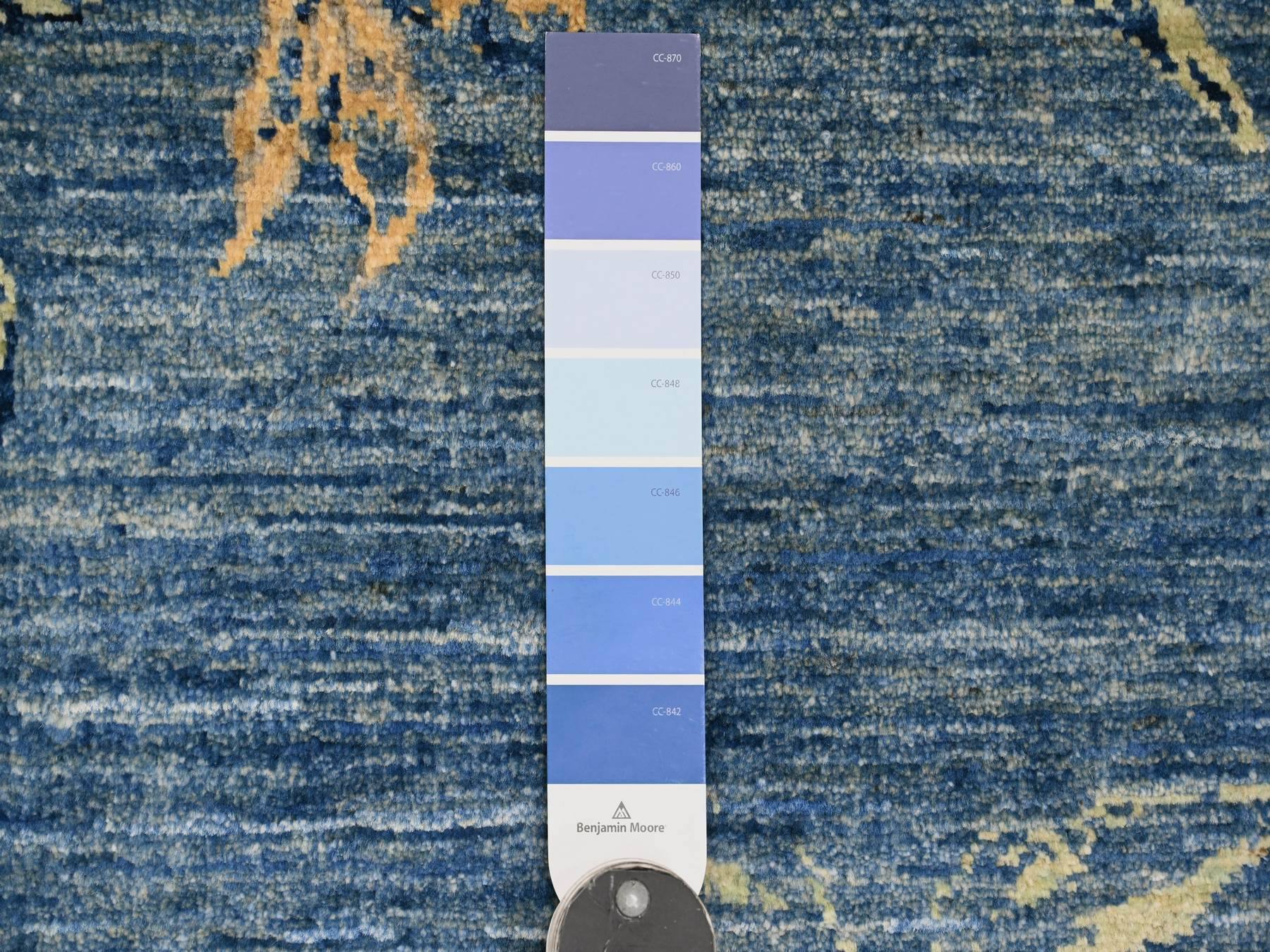 Peshawar Modern / Contemporary hand-knotted wool rug in Blue, 9'2" x 11'10", SKU O020953 (view 7)
