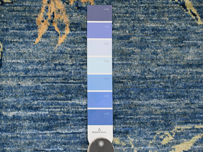 Peshawar Modern / Contemporary hand-knotted wool rug in Blue, 9'2" x 11'10", SKU O020953 (view 7)