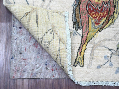 Peshawar Modern / Contemporary hand-knotted wool rug in Ivory, 3'11" x 5'11" — SKU O020955 (view 2)