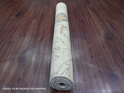Ivory 3'11" x 5'11" Modern and Contemporary Hand knotted Wool Rug - Sku: O020955