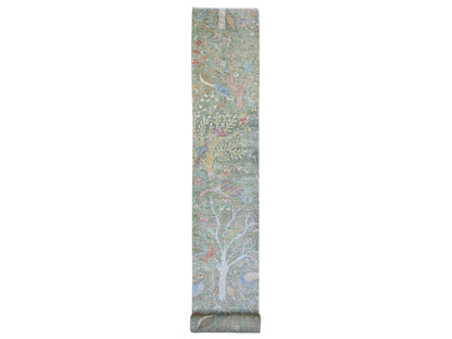Green 2'6" x 23'11" Oushak / Peshawar Hand knotted Wool Rug - Sku: O020957