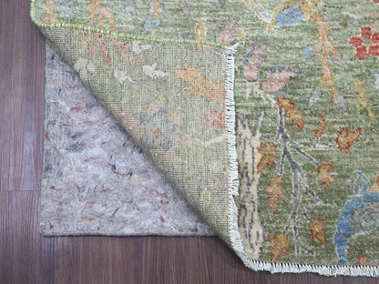 Green 2'6" x 23'11" Oushak / Peshawar Hand knotted Wool Rug - Sku: O020957