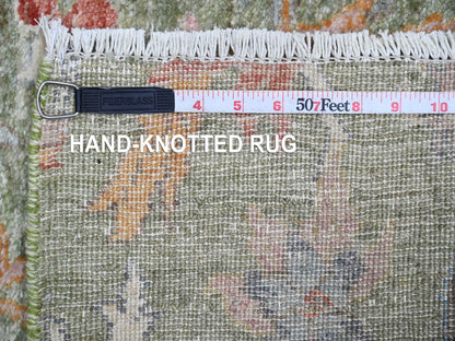 Green 2'6" x 23'11" Oushak / Peshawar Hand knotted Wool Rug - Sku: O020957