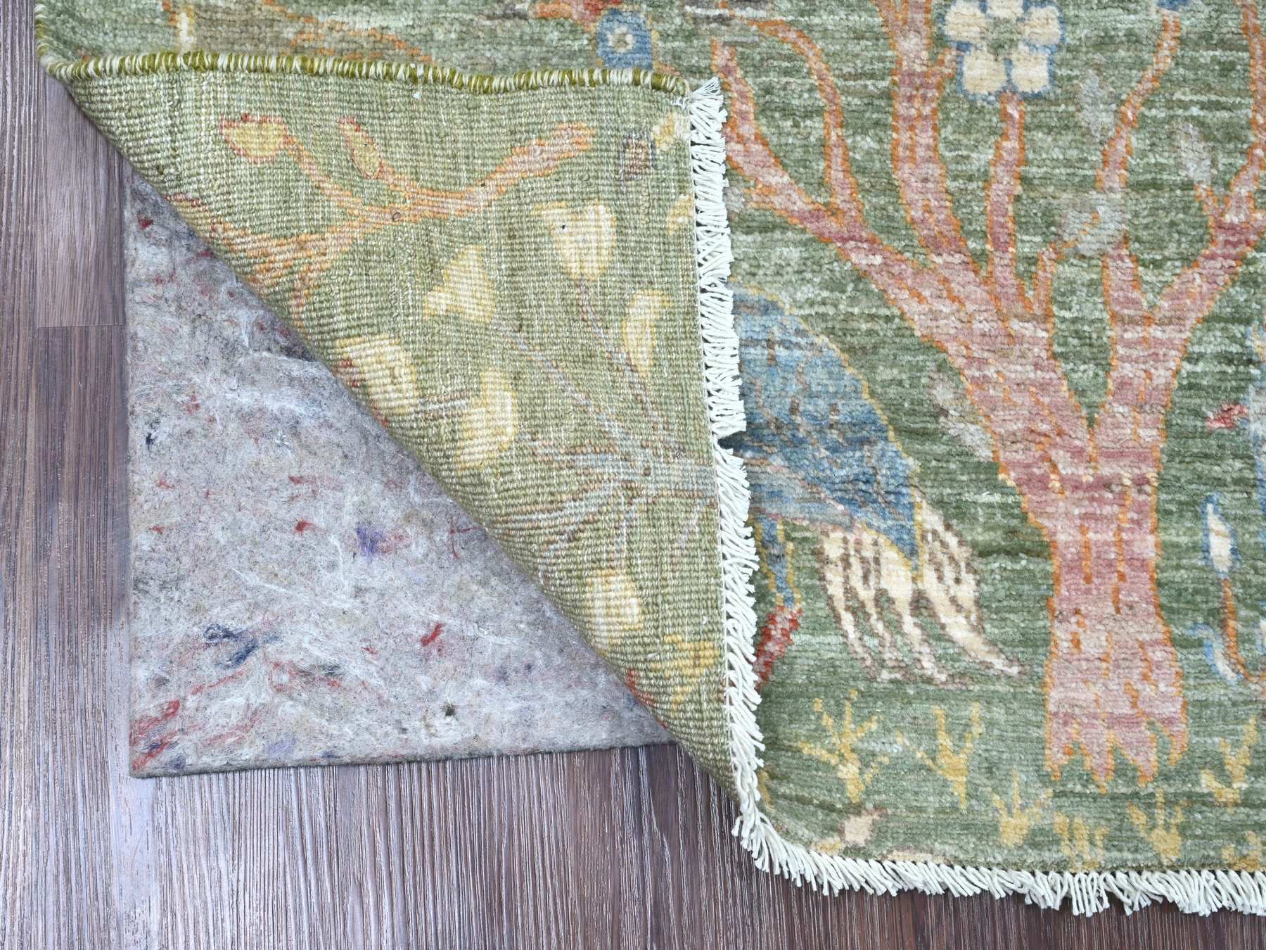 Peshawar Oushak hand-knotted wool runner in Green, 2'7" x 6' — SKU O020963 (view 2)