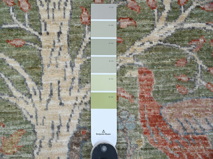 Green 2'7" x 6'0" Oushak / Peshawar Hand knotted Wool Rug - Sku: O020963