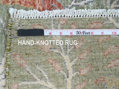 Green 2'7" x 6'0" Oushak / Peshawar Hand knotted Wool Rug - Sku: O020963