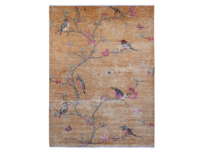 Brown 9'0" x 12'0" Modern and Contemporary Hand knotted Wool Rug - Sku: O020969