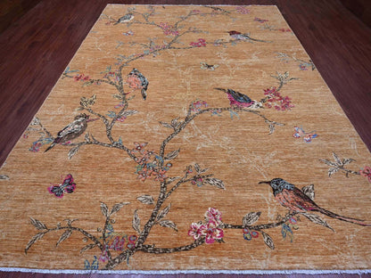 Brown 9'0" x 12'0" Modern and Contemporary Hand knotted Wool Rug - Sku: O020969