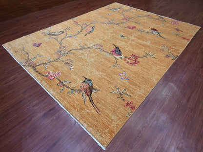 Brown 9'0" x 12'0" Modern and Contemporary Hand knotted Wool Rug - Sku: O020969