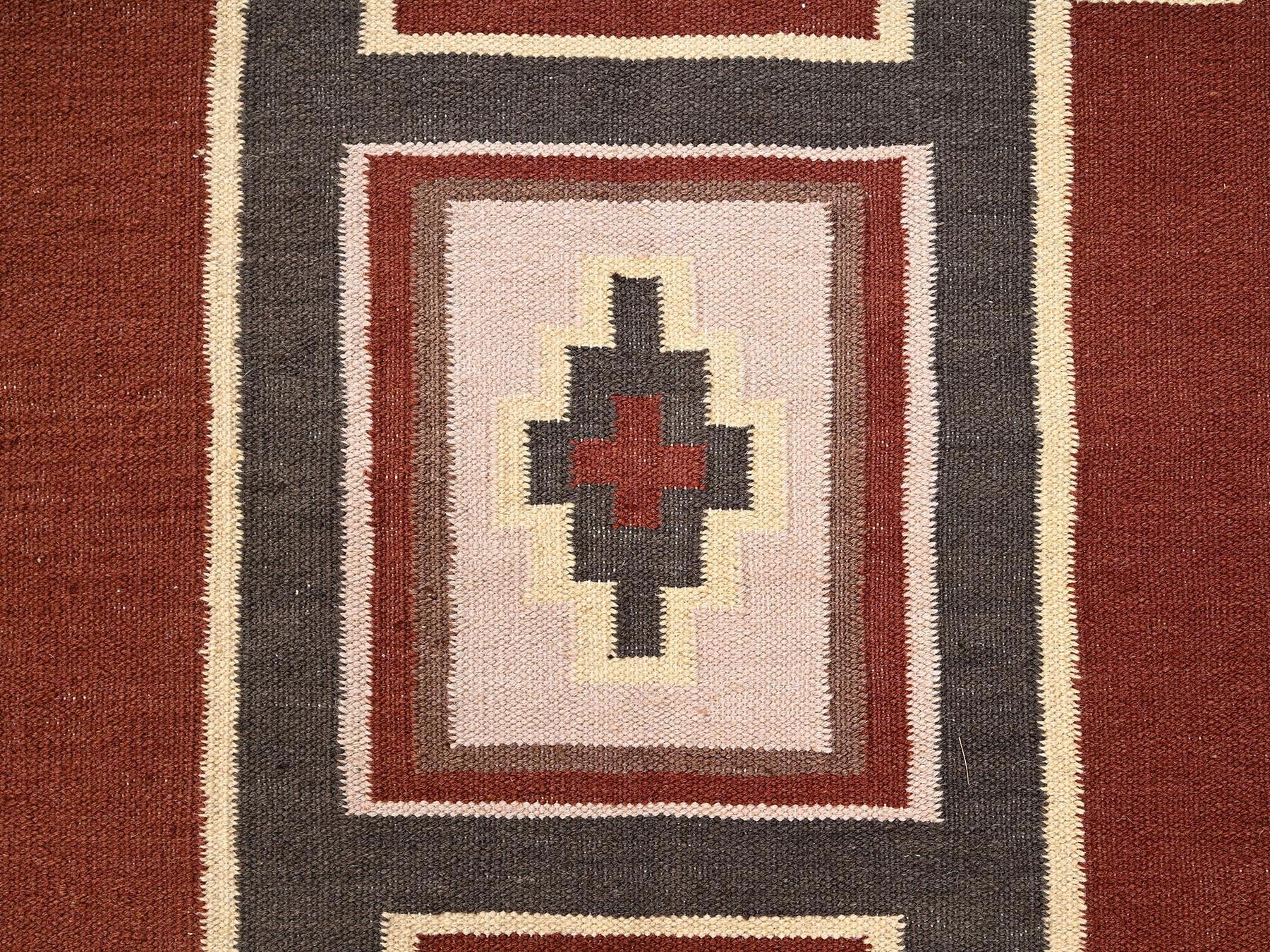 Brown 5'2" x 7'0" Tribal & Geometric Hand woven Wool Rug - Sku: O02096