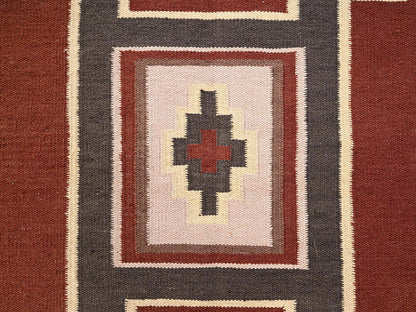 Brown 5'2" x 7'0" Tribal & Geometric Hand woven Wool Rug - Sku: O02096