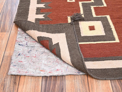 Brown 5'2" x 7'0" Tribal & Geometric Hand woven Wool Rug - Sku: O02096