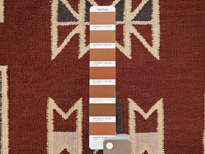 Brown 5'2" x 7'0" Tribal & Geometric Hand woven Wool Rug - Sku: O02096