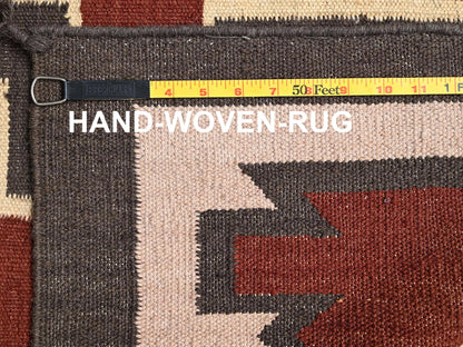 Brown 5'2" x 7'0" Tribal & Geometric Hand woven Wool Rug - Sku: O02096