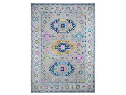 Kazak Kazak hand-knotted wool rug in Gray & Ivory, 9'7" x 13'4" — SKU O020974