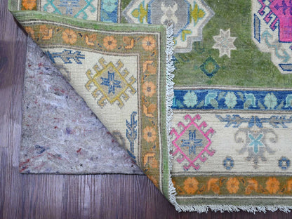 Green 5'6" x 7'7" Tribal Hand knotted Wool Rug - Sku: O020975