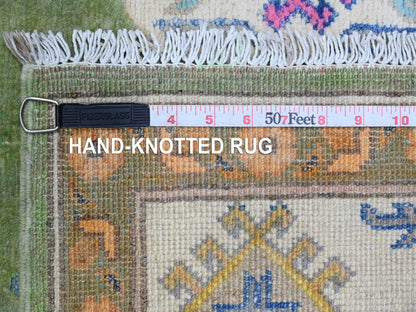 Green 5'6" x 7'7" Tribal Hand knotted Wool Rug - Sku: O020975