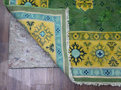 Green 5'4" x 7'6" Tribal Hand knotted Wool Rug - Sku: O020976