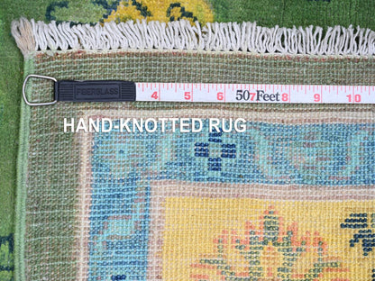 Green 5'4" x 7'6" Tribal Hand knotted Wool Rug - Sku: O020976