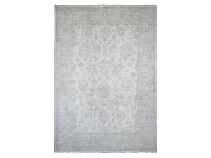 Peshawar Oushak hand-knotted wool rug in Ivory & Gray, 9'8" x 13'8" — SKU O020978