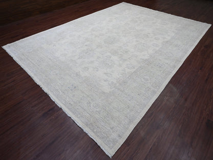 Ivory 9'8" x 13'8" Oushak And Peshawar Hand knotted Wool Rug - Sku: O020978
