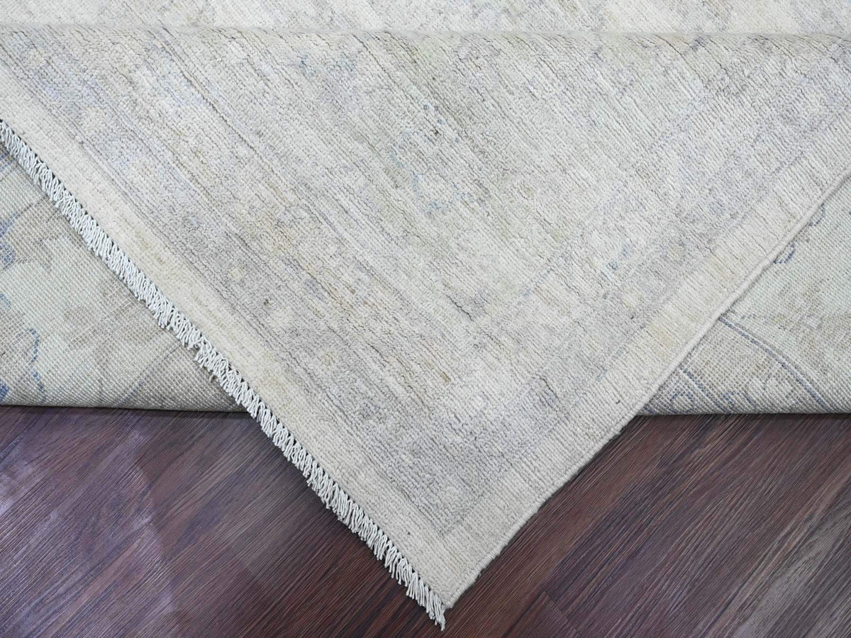 Peshawar Oushak hand-knotted wool rug in Ivory & Gray, 9'8" x 13'8" — SKU O020978 (view 6)