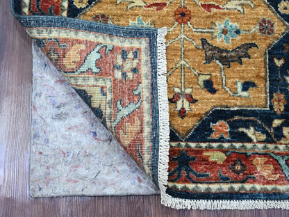 Blue 2'7" x 7'10" Oushak And Peshawar Hand knotted Wool Rug - Sku: O020980