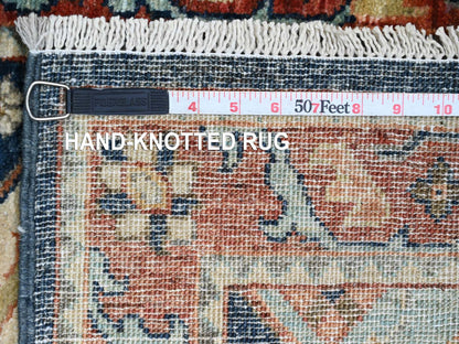 Blue 2'7" x 7'10" Oushak And Peshawar Hand knotted Wool Rug - Sku: O020980