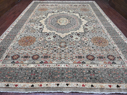 Mamluk Mamluk hand-knotted wool rug in Gray & Charcoal Gray, 11'11" x 15'4" — SKU O020982 (view 2)