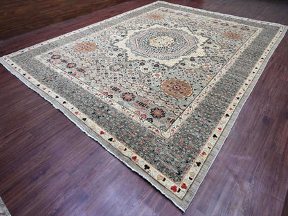 Mamluk Mamluk hand-knotted wool rug in Gray & Charcoal Gray, 11'11" x 15'4" — SKU O020982 (view 3)