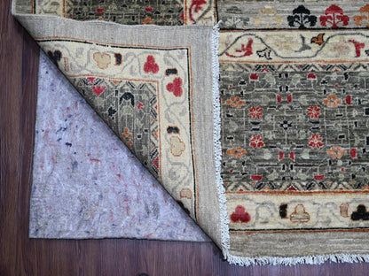 Mamluk Mamluk hand-knotted wool rug in Gray & Charcoal Gray, 11'11" x 15'4" — SKU O020982 (view 4)
