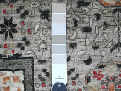 Mamluk Mamluk hand-knotted wool rug in Gray & Charcoal Gray, 11'11" x 15'4" — SKU O020982 (view 7)