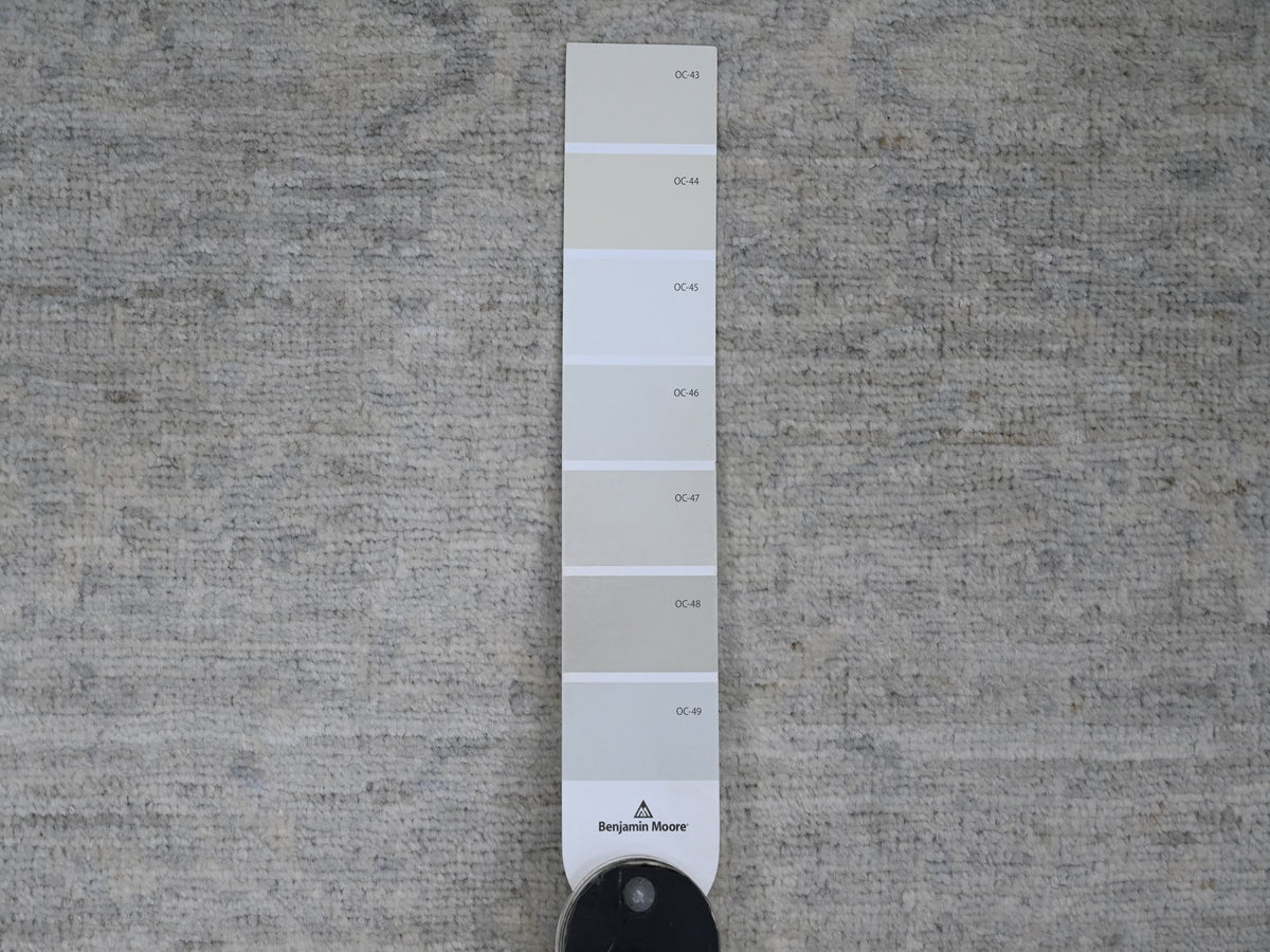 Heriz Oushak hand-knotted wool runner in Gray & Ivory, 2'7" x 23'8" — SKU O020983 (view 3)