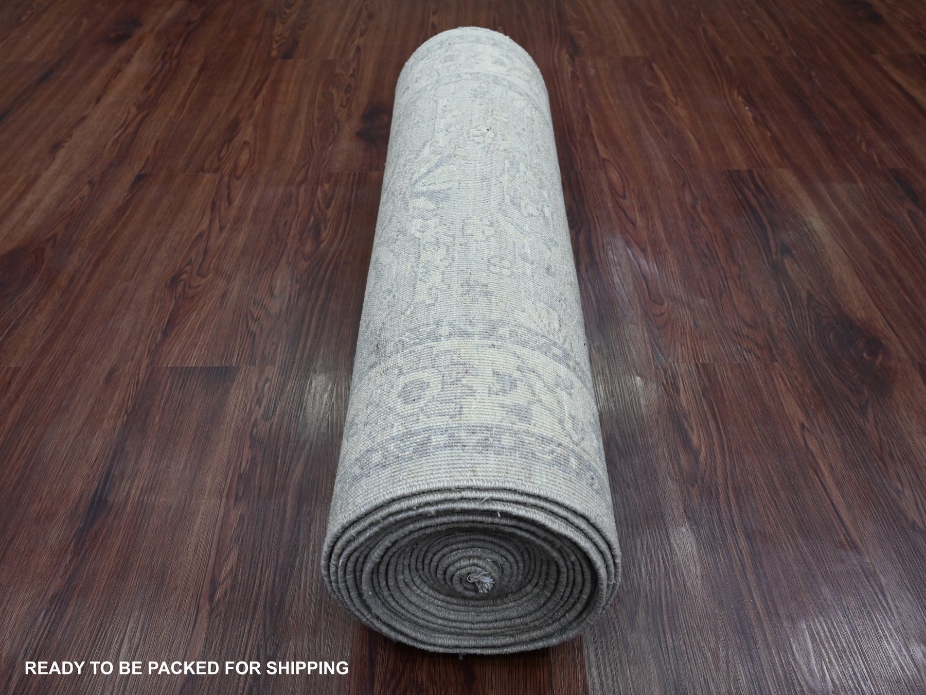 Heriz Oushak hand-knotted wool runner in Gray & Ivory, 2'7" x 23'8" — SKU O020983 (view 4)