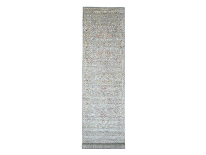 Grey 3'11" x 19'3" Oushak And Peshawar Hand knotted Wool Rug - Sku: O020985