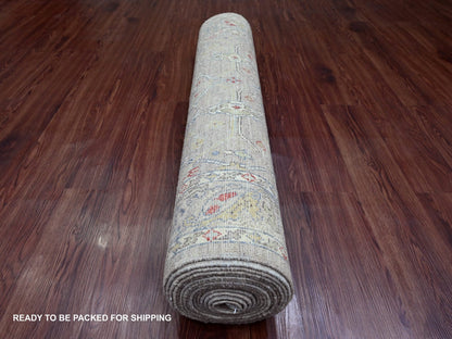 Peshawar Oushak hand-knotted wool runner in Gray, 3'11" x 19'3" — SKU O020985 (view 4)