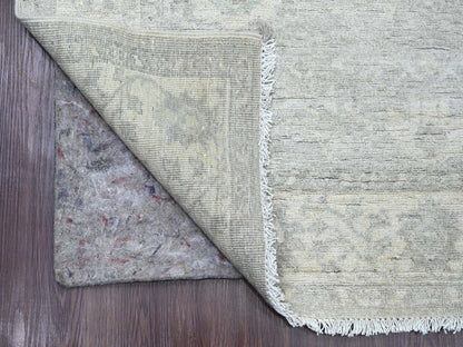 Heriz Oushak hand-knotted wool runner in Gray & Ivory, 4' x 11'10" — SKU O020986 (view 2)