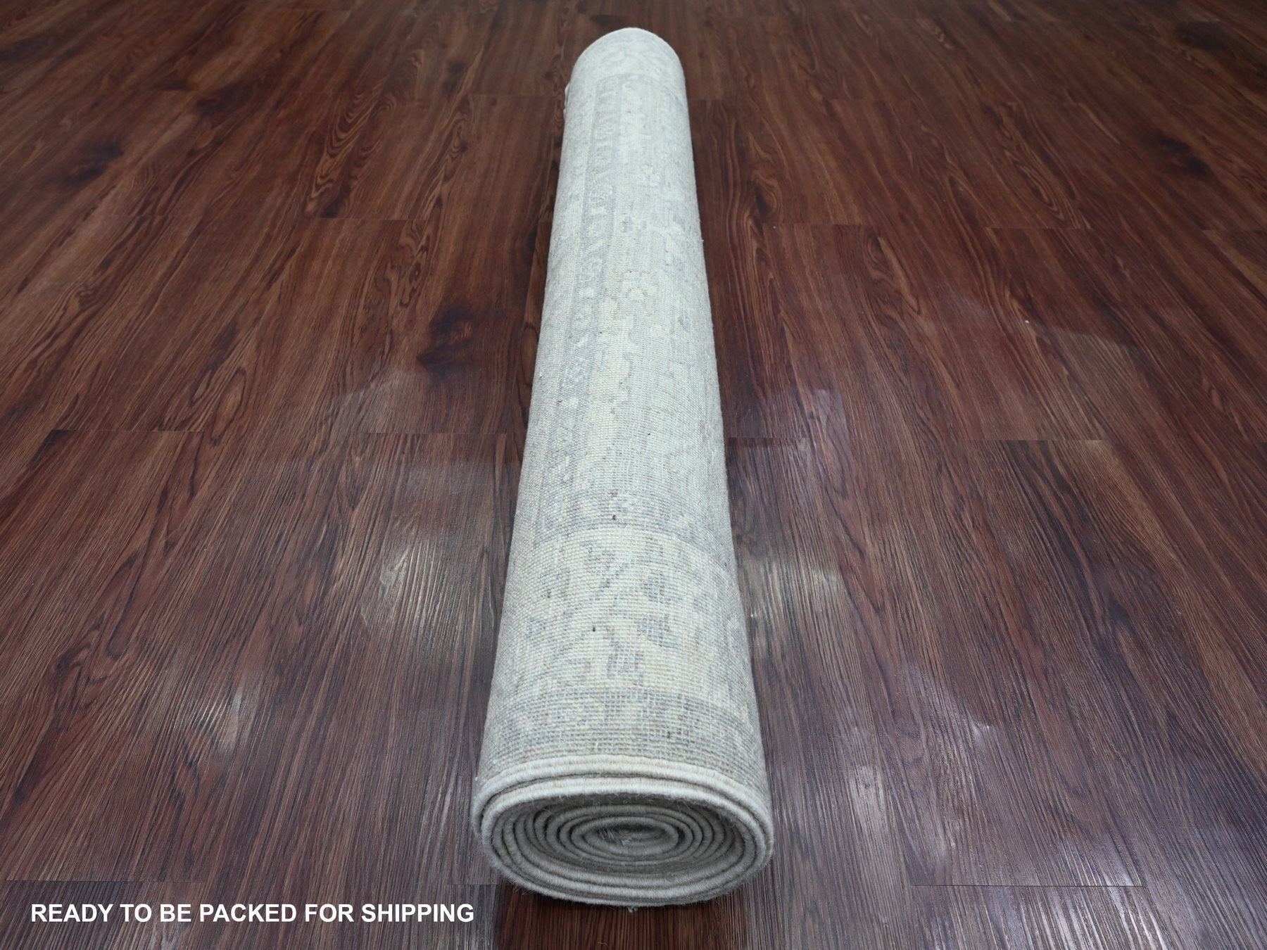 Heriz Oushak hand-knotted wool runner in Gray & Ivory, 4' x 11'10" — SKU O020986 (view 4)