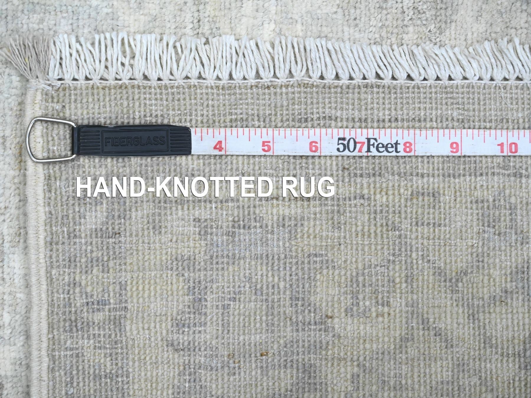 Heriz Oushak hand-knotted wool runner in Gray & Ivory, 4' x 11'10" — SKU O020986 (view 6)