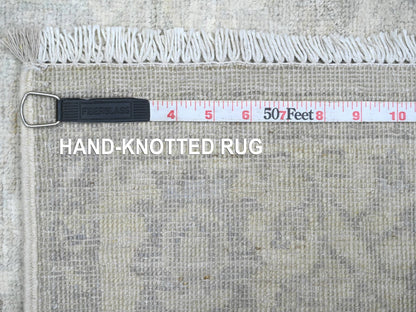 Heriz Oushak hand-knotted wool runner in Gray & Ivory, 4' x 11'10" — SKU O020986 (view 6)