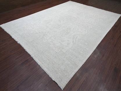 Peshawar Oushak hand-knotted wool rug in Ivory & Light Green, 9'8" x 13'5" — SKU O020989 (view 3)