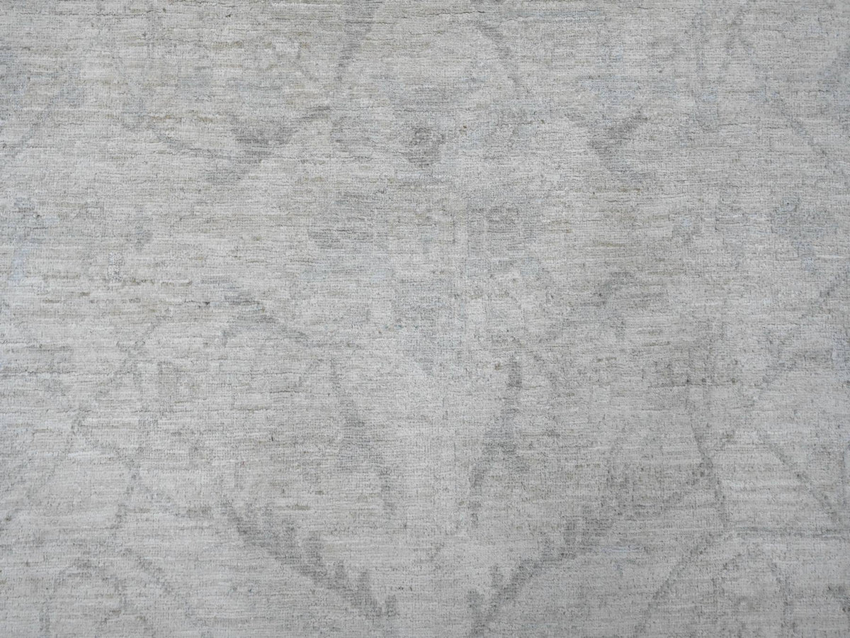 Peshawar Oushak hand-knotted wool rug in Ivory & Light Green, 9'8" x 13'5" — SKU O020989 (view 8)