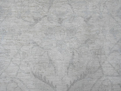 Peshawar Oushak hand-knotted wool rug in Ivory & Light Green, 9'8" x 13'5" — SKU O020989 (view 8)