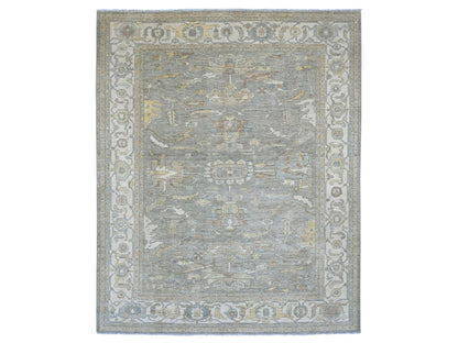 Heriz Oushak hand-knotted wool rug in Gray & Ivory, 7'11" x 9'11" — SKU O020991