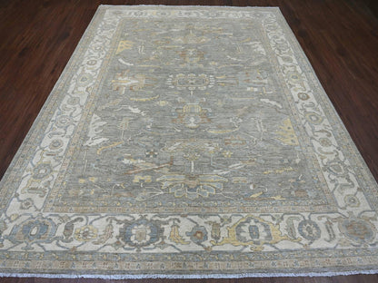 Heriz Oushak hand-knotted wool rug in Gray & Ivory, 7'11" x 9'11" — SKU O020991 (view 2)