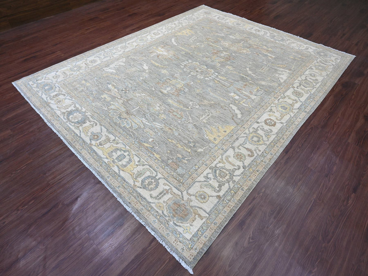 Heriz Oushak hand-knotted wool rug in Gray & Ivory, 7'11" x 9'11" — SKU O020991 (view 3)